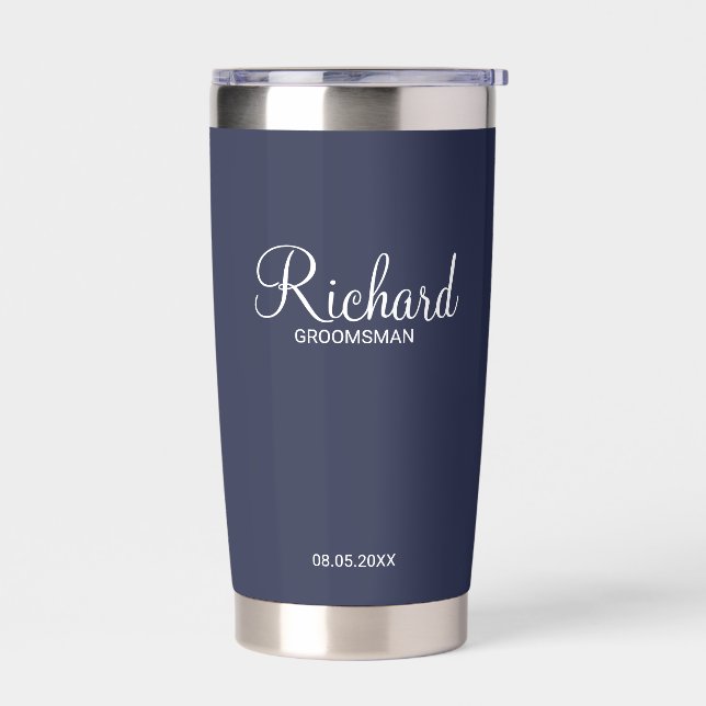 Modern Script Personalized Groomsman Insulated Tumbler (Left)