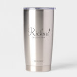 Modern Script Personalized Groomsman Insulated Tumbler<br><div class="desc">Personalized Groomsman Gifts
featuring personalized groomsman's name in black modern script font style with title and wedding date in modern sans serif font style.

Also perfect for best man,  father of the bride,  bridesmaid,  maid of honour,  mother of the bride and more.</div>