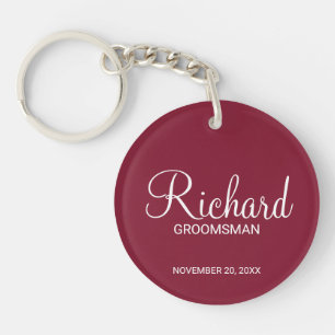 Modern Script Personalized Groomsman Keychain