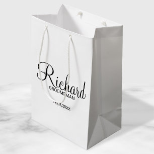 Modern Script Personalized Groomsman Medium Gift Bag