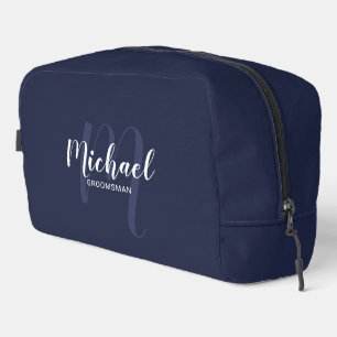 Modern Script Personalized Groomsman Monogram Name Dopp Kit