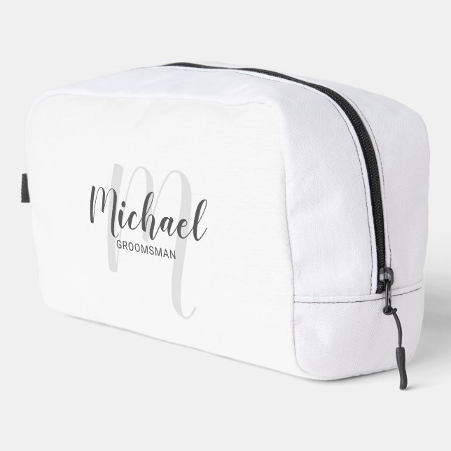 Modern Script Personalized Groomsman Monogram Name Dopp Kit (Right Corner)