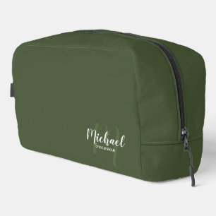 Modern Script Personalized Groomsman Monogram Name Dopp Kit