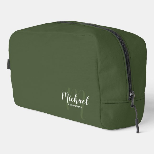 Modern Script Personalized Groomsman Monogram Name Dopp Kit (Right Corner)