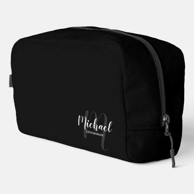 Modern Script Personalized Groomsman Monogram Name Dopp Kit (Right Corner)