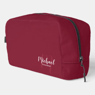 Modern Script Personalized Groomsman Monogram Name Dopp Kit