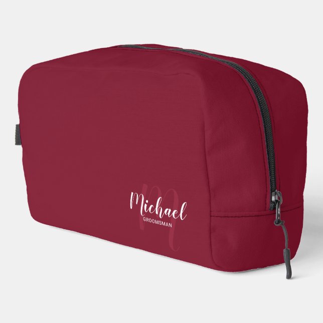 Modern Script Personalized Groomsman Monogram Name Dopp Kit (Right Corner)