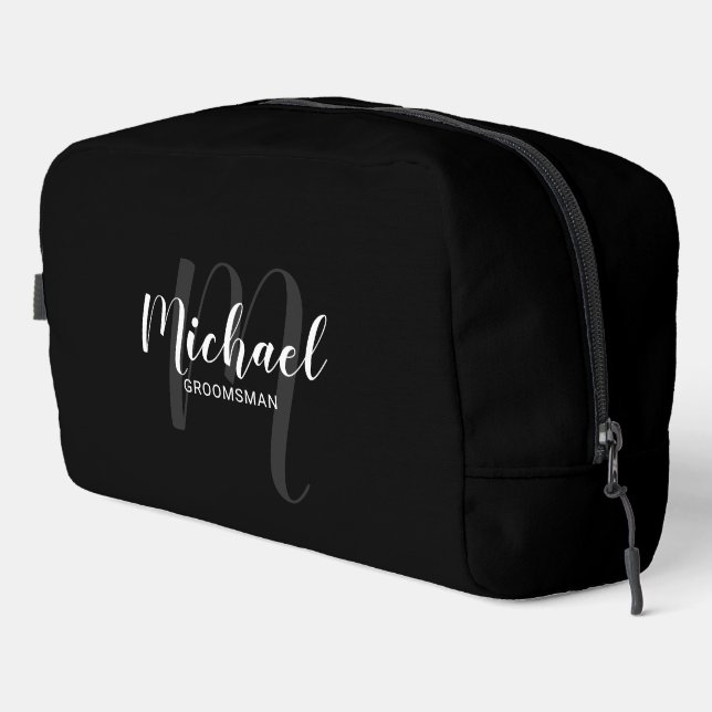 Modern Script Personalized Groomsman Monogram Name Dopp Kit (Right Corner)