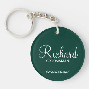 Modern Script Personalized Groomsman Name Keychain