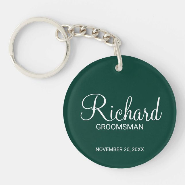 Modern Script Personalized Groomsman Name Keychain (Front)