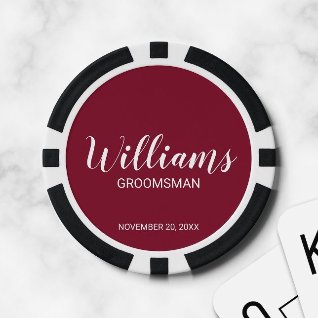 Modern Script Personalized Groomsman Poker Chips (Creator Uploaded)