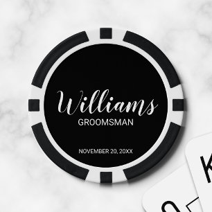 Modern Script Personalized Groomsman Poker Chips