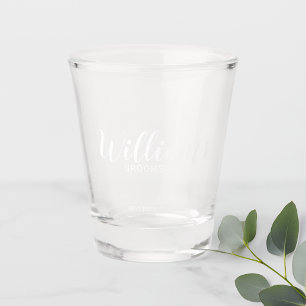 Modern Script Personalized Groomsman Shot Glass