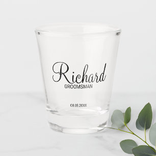 Modern Script Personalized Groomsman Shot Glass
