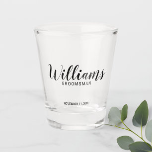 Modern Script Personalized Groomsman Shot Glass