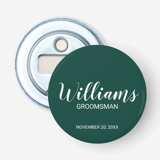 Modern Script Personalized Groomsman's Name Bottle Opener (Front)