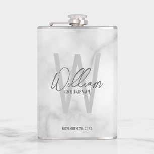 Modern Script Personalized Groomsman's Name Hip Flask