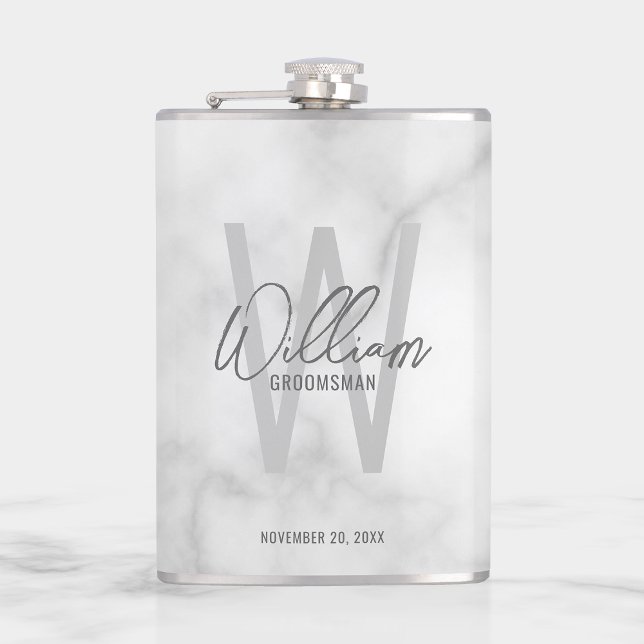 Modern Script Personalized Groomsman's Name Hip Flask (Creator Uploaded)