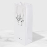 Modern Script Personalized Groomsman's Name Wine Gift Bag<br><div class="desc">Modern Minimalist Personalized Monogram and Name Gifts This design features personalized groomsman's name in grey modern handwriting script font style and monogram in light grey modern sans serif font style as background, with wedding details in grey modern sans serif font style, on white background. Also perfect for best man, maid...</div>