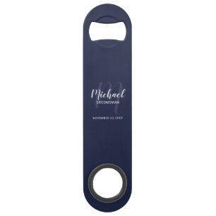 Modern Script Personalized Groomsmen Bar Key