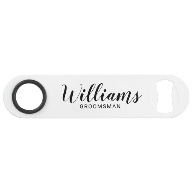 Modern Script Personalized Groomsmen Bar Key (Front (Horizontal))