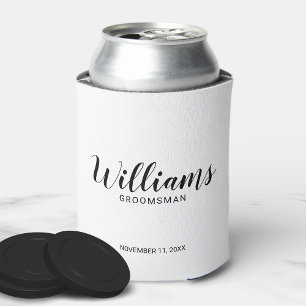 Modern Script Personalized Groomsmen Can Cooler