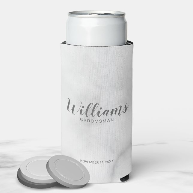 Modern Script Personalized Groomsmen Can Cooler (Creator Uploaded)