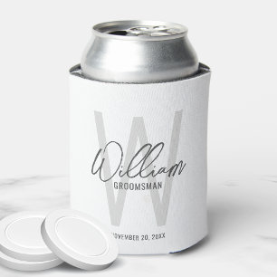 Modern Script Personalized Groomsmen Can Cooler