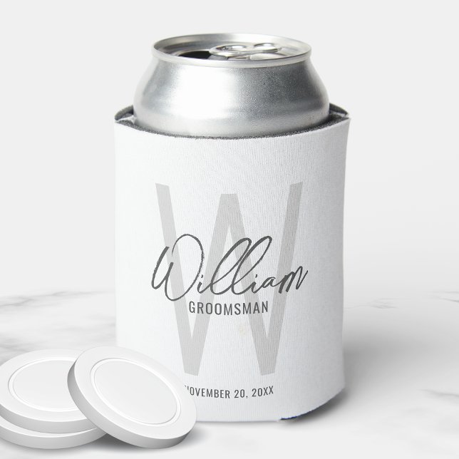 Modern Script Personalized Groomsmen Can Cooler (Creator Uploaded)