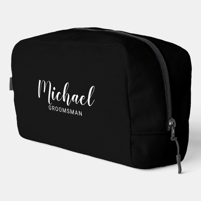 Modern Script Personalized Groomsmen Dopp Kit (Right Corner)