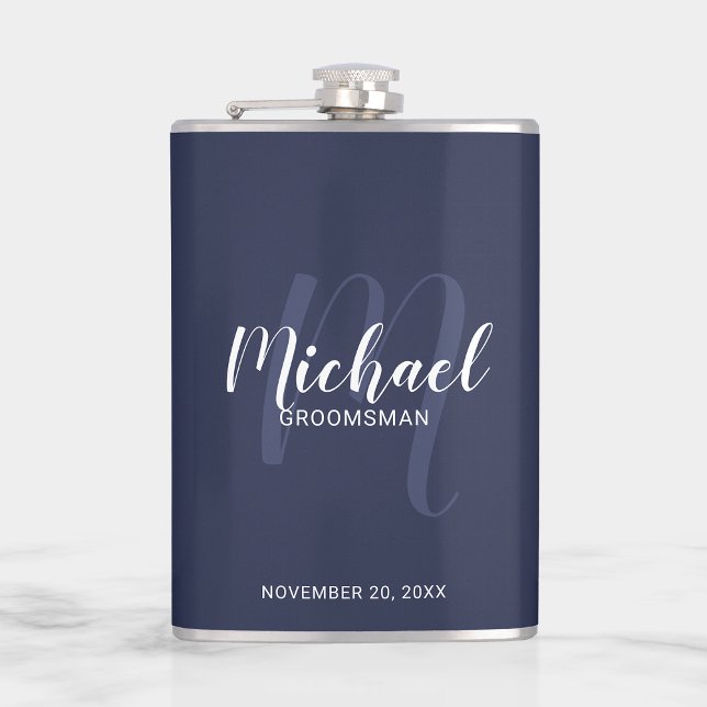 Modern Script Personalized Groomsmen Flask (Creator Uploaded)