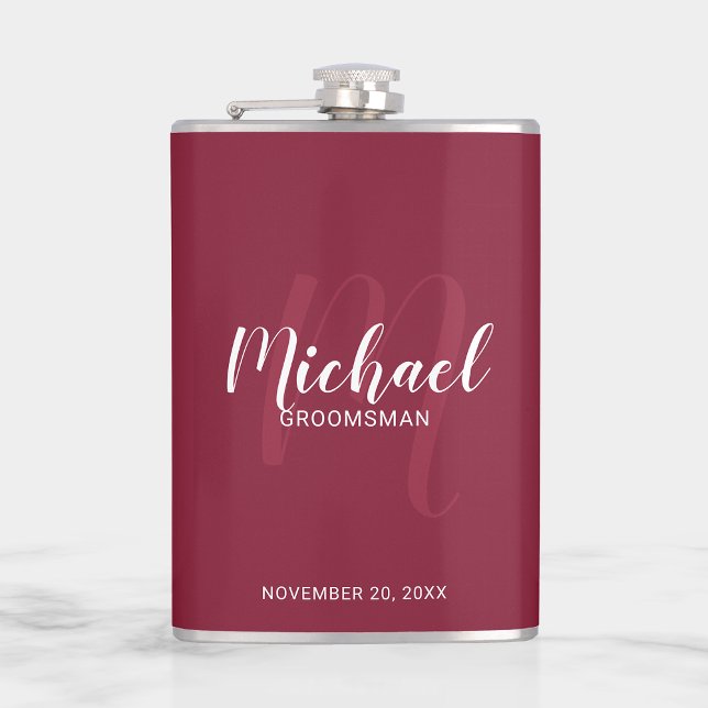Modern Script Personalized Groomsmen Flask (Creator Uploaded)