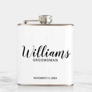 Modern Script Personalized Groomsmen Hip Flask