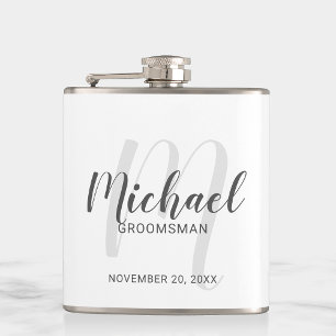 Modern Script Personalized Groomsmen Hip Flask