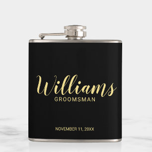 Modern Script Personalized Groomsmen Hip Flask