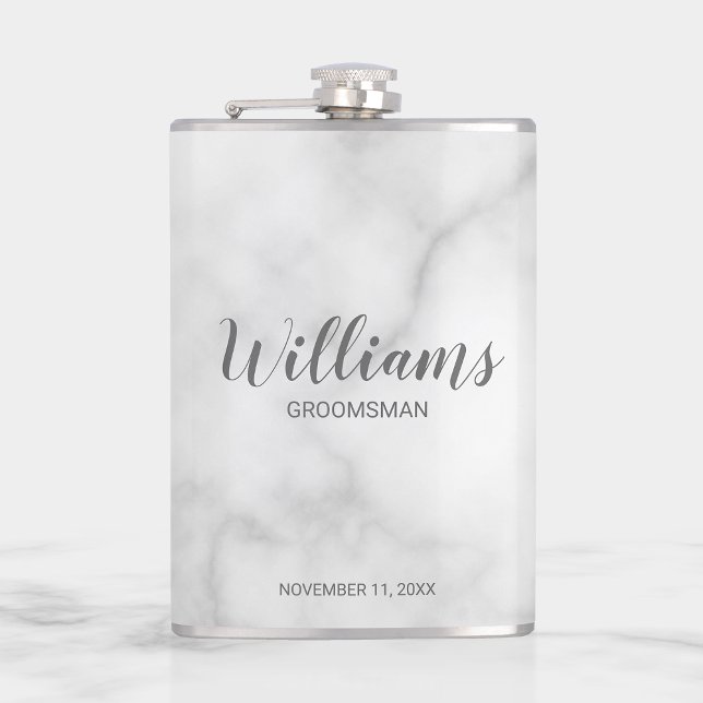Modern Script Personalized Groomsmen Hip Flask (Creator Uploaded)