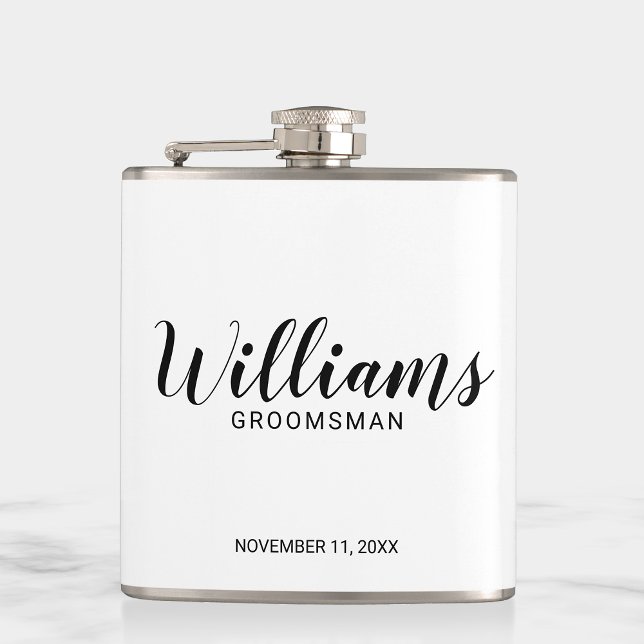 Modern Script Personalized Groomsmen Hip Flask (Creator Uploaded)