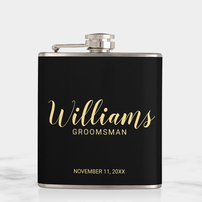 Modern Script Personalized Groomsmen Hip Flask (Creator Uploaded)