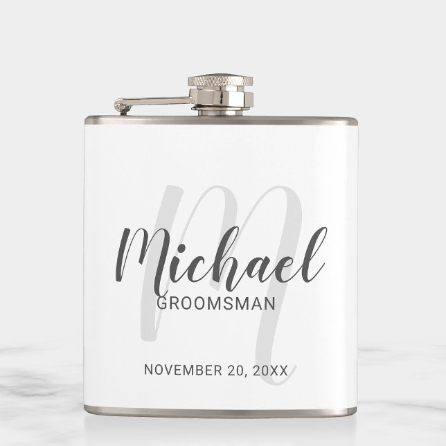 Modern Script Personalized Groomsmen Hip Flask (Creator Uploaded)
