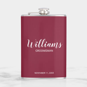 Modern Script Personalized Groomsmen Hip Flask
