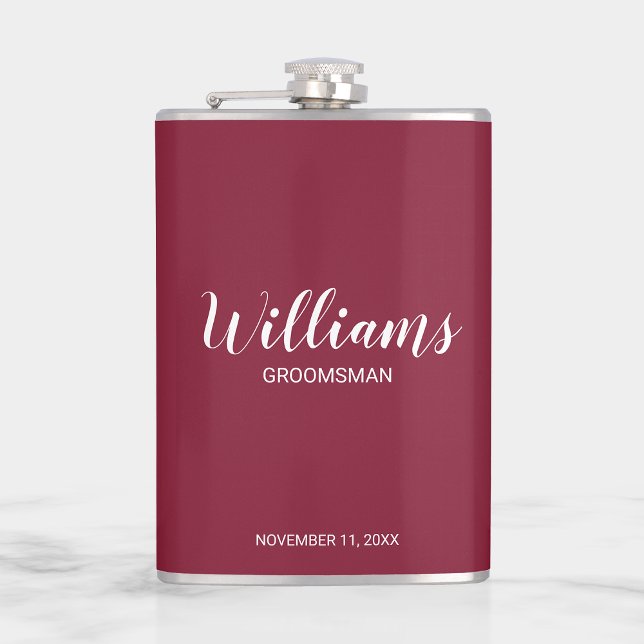 Modern Script Personalized Groomsmen Hip Flask (Creator Uploaded)