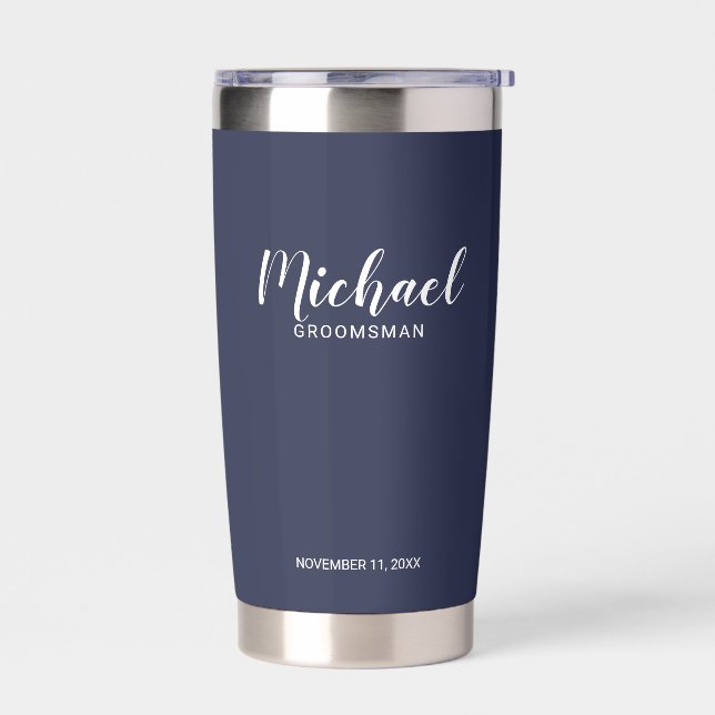 Modern Script Personalized Groomsmen Insulated Tumbler (Left)