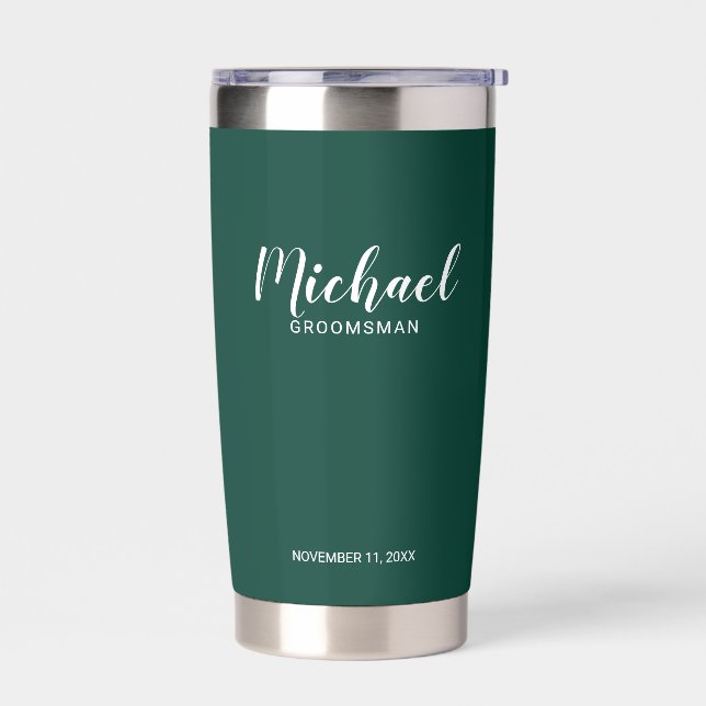 Modern Script Personalized Groomsmen Insulated Tumbler (Left)