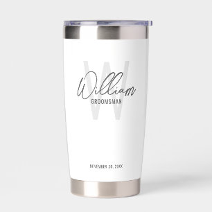 Modern Script Personalized Groomsmen Insulated Tumbler