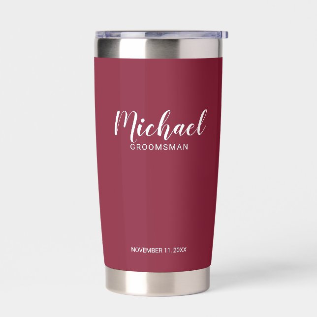 Modern Script Personalized Groomsmen Insulated Tumbler (Left)