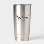 Modern Script Personalized Groomsmen Insulated Tumbler<br><div class="desc">Modern Script Personalized Groomsmen Tumbler
featuring personalized groomsman's name in black modern script font style with title and wedding date in modern sans serif font style.

Also perfect for Maid of Honour,  Flower Girl,  Mother of the Bride,  Best man and more.</div>