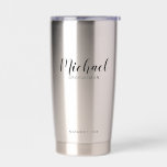 Modern Script Personalized Groomsmen Insulated Tumbler<br><div class="desc">Modern Script Personalized Groomsmen Tumbler
featuring personalized groomsman's name in black modern script font style with title and wedding date in modern sans serif font style.

Also perfect for Maid of Honour,  Flower Girl,  Mother of the Bride,  Best man and more.</div>