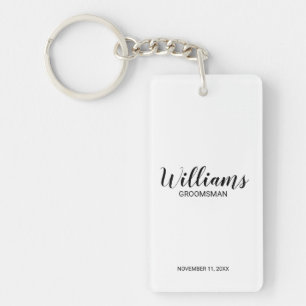 Modern Script Personalized Groomsmen Keychain