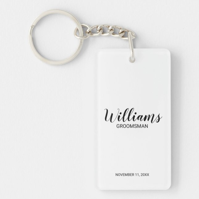 Modern Script Personalized Groomsmen Keychain (Front)