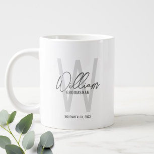Modern Script Personalized Groomsmen Large Coffee Mug